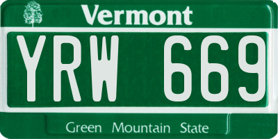 VT license plate YRW669
