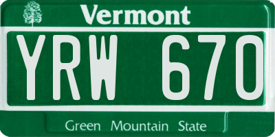 VT license plate YRW670