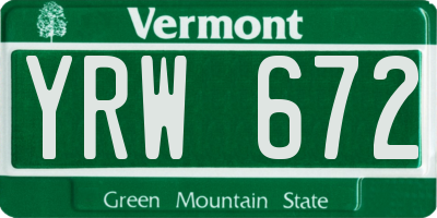 VT license plate YRW672