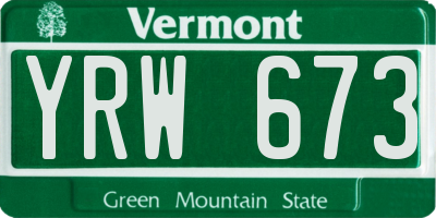VT license plate YRW673