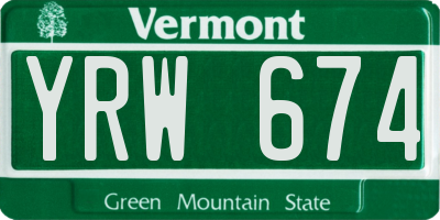 VT license plate YRW674