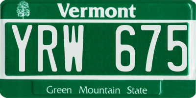 VT license plate YRW675
