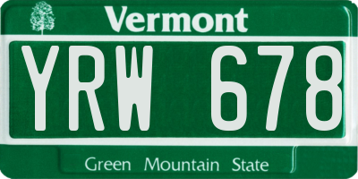 VT license plate YRW678