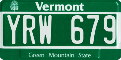 VT license plate YRW679