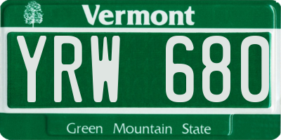 VT license plate YRW680