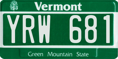 VT license plate YRW681