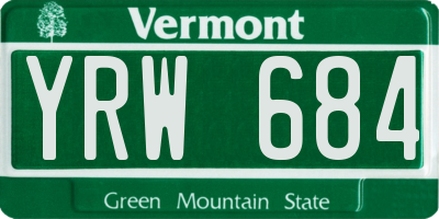 VT license plate YRW684