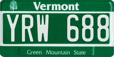 VT license plate YRW688