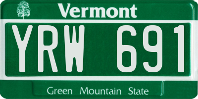VT license plate YRW691