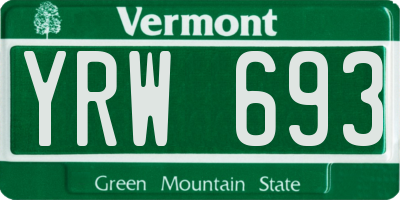 VT license plate YRW693