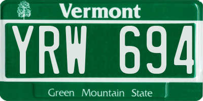 VT license plate YRW694