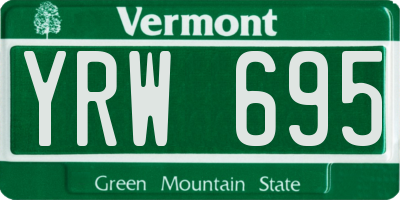 VT license plate YRW695
