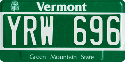 VT license plate YRW696
