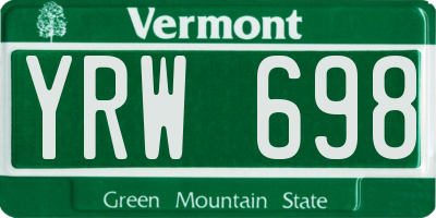 VT license plate YRW698
