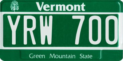 VT license plate YRW700