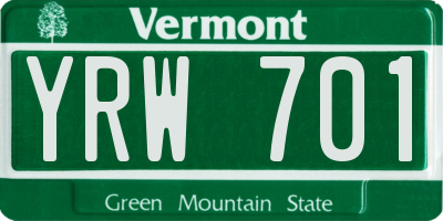 VT license plate YRW701