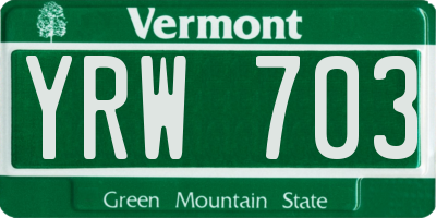 VT license plate YRW703
