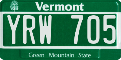 VT license plate YRW705