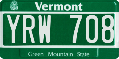 VT license plate YRW708