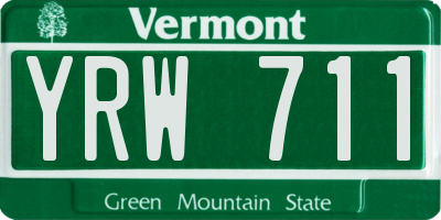 VT license plate YRW711