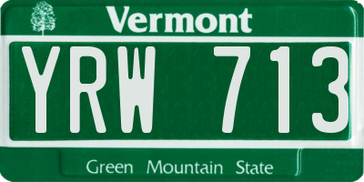 VT license plate YRW713