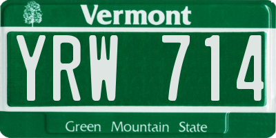 VT license plate YRW714