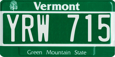 VT license plate YRW715