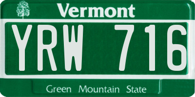 VT license plate YRW716