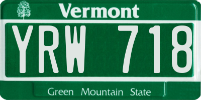 VT license plate YRW718