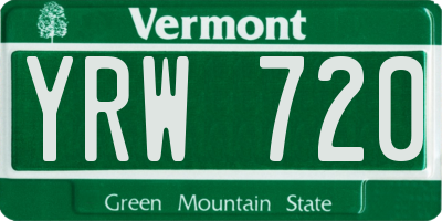 VT license plate YRW720