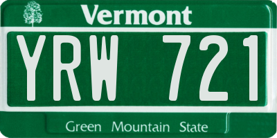 VT license plate YRW721