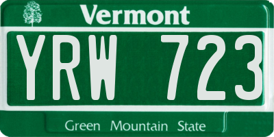 VT license plate YRW723