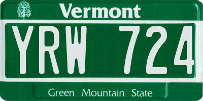 VT license plate YRW724