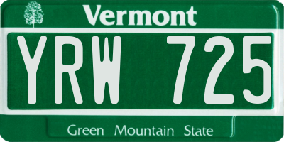 VT license plate YRW725