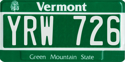 VT license plate YRW726