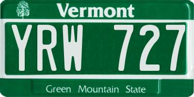 VT license plate YRW727