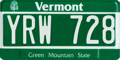 VT license plate YRW728