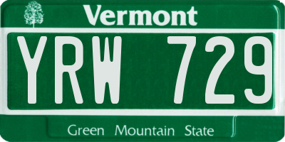 VT license plate YRW729