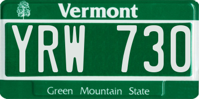 VT license plate YRW730