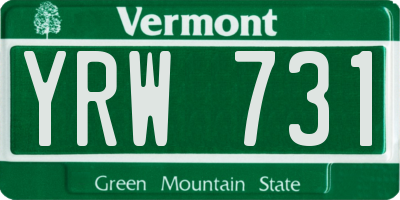VT license plate YRW731