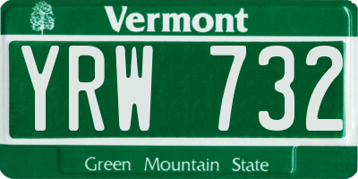 VT license plate YRW732