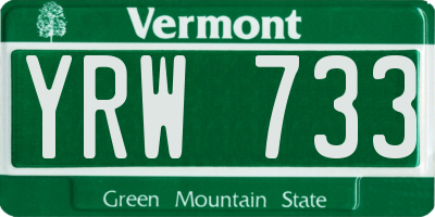 VT license plate YRW733