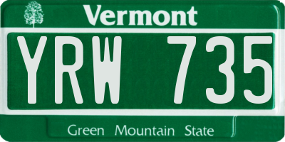 VT license plate YRW735