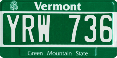 VT license plate YRW736