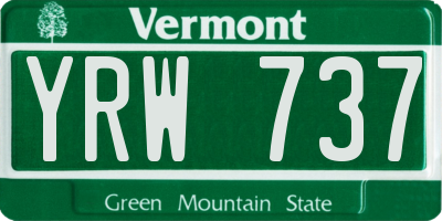 VT license plate YRW737