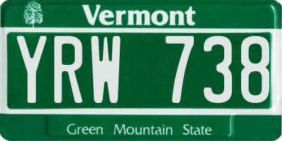 VT license plate YRW738