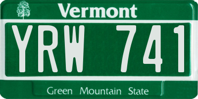 VT license plate YRW741