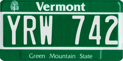 VT license plate YRW742