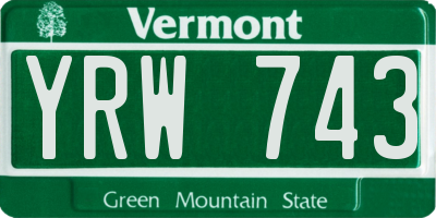 VT license plate YRW743