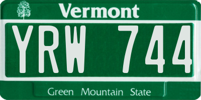 VT license plate YRW744